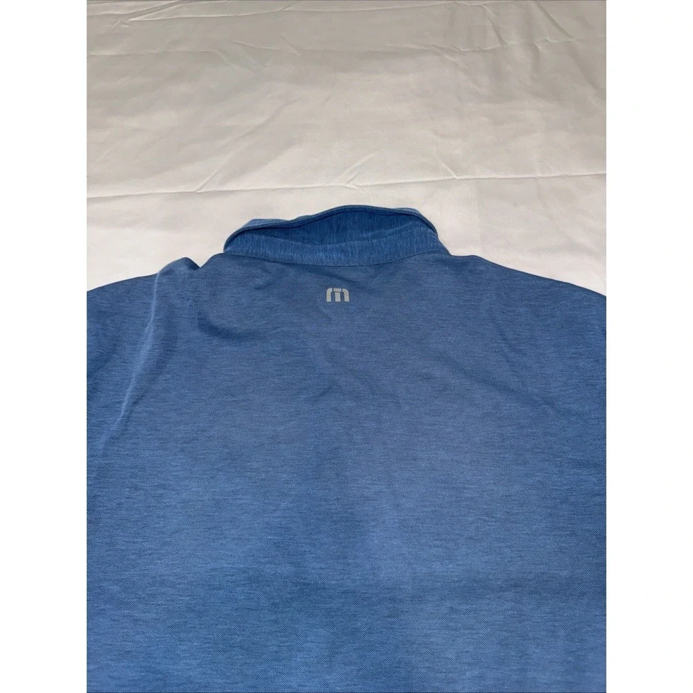 Travis Mathew Polo Shirt Men Sz Large Blue Anthem Country Golf Club Short Sleeve